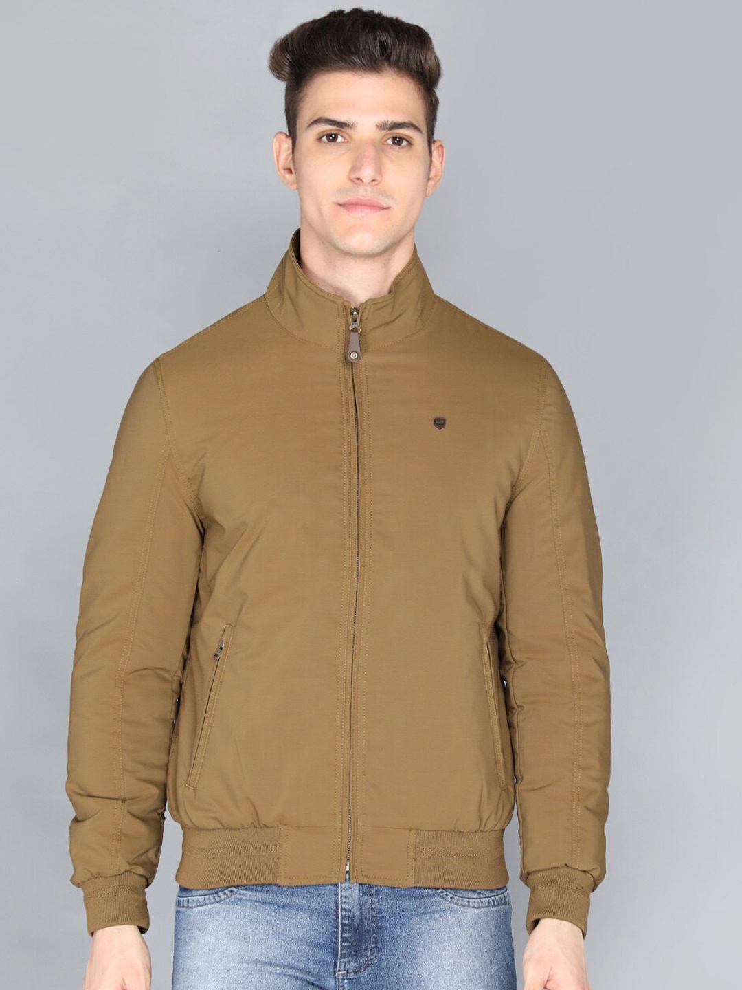 

LURE URBAN Men Tan Striped Crop Padded Jacket