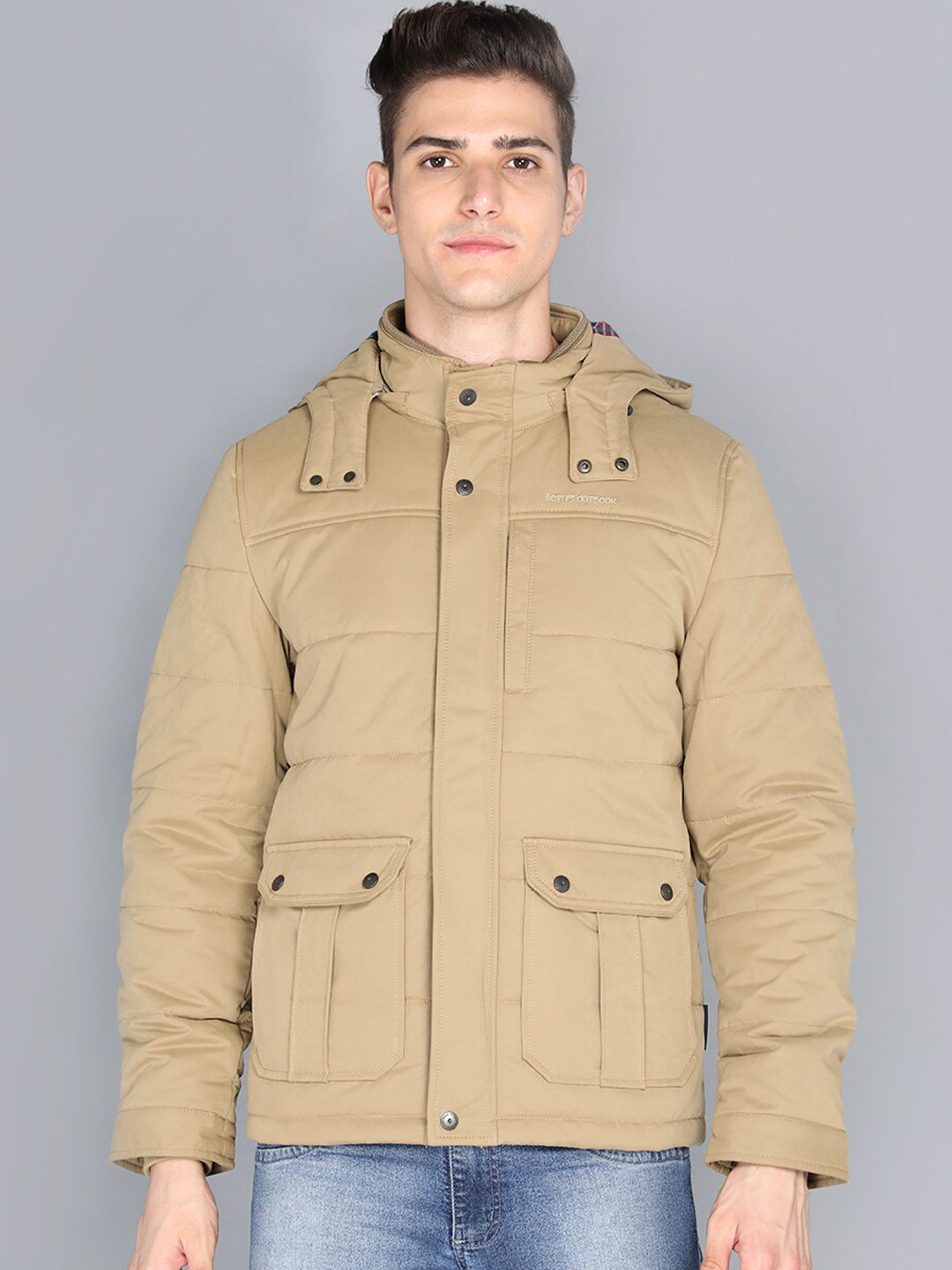 

LURE URBAN Men Khaki Longline Bomber Jacket