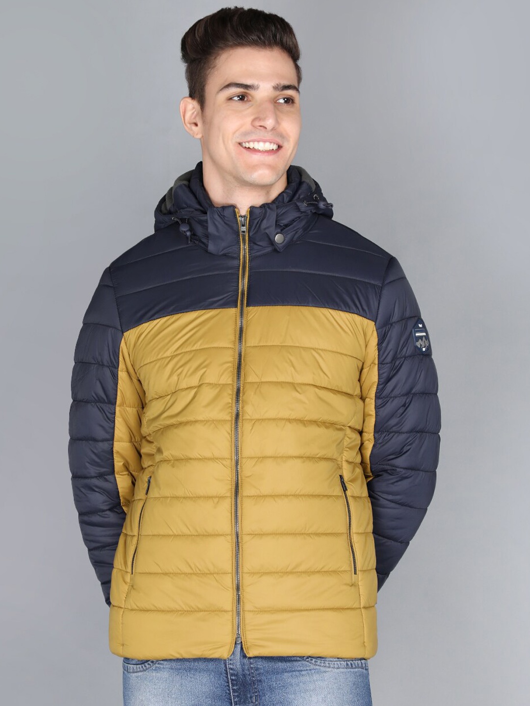 

LURE URBAN Men Mustard Colourblocked Puffer Jacket