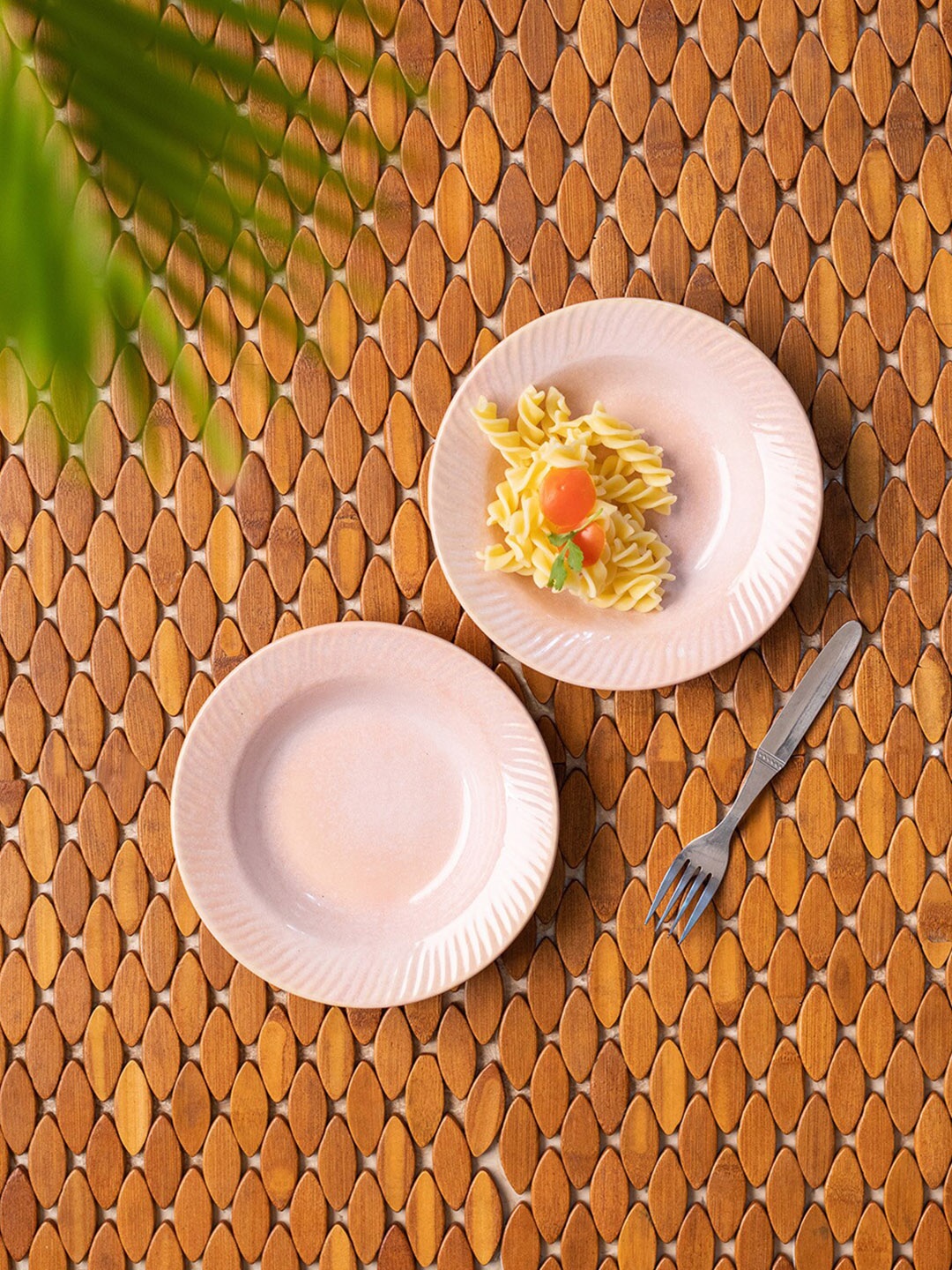 

ExclusiveLane Ceramic Pasta Plates Hand-painted Studio Pottery (Set of 2, Microwave Safe), White