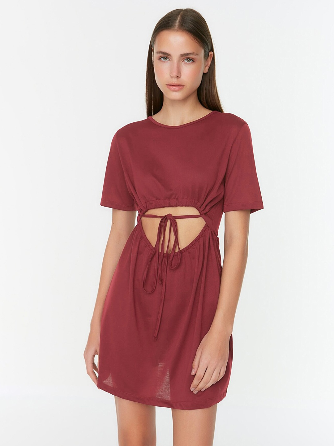

Trendyol Maroon A-Line Dress with Cut Out Detail