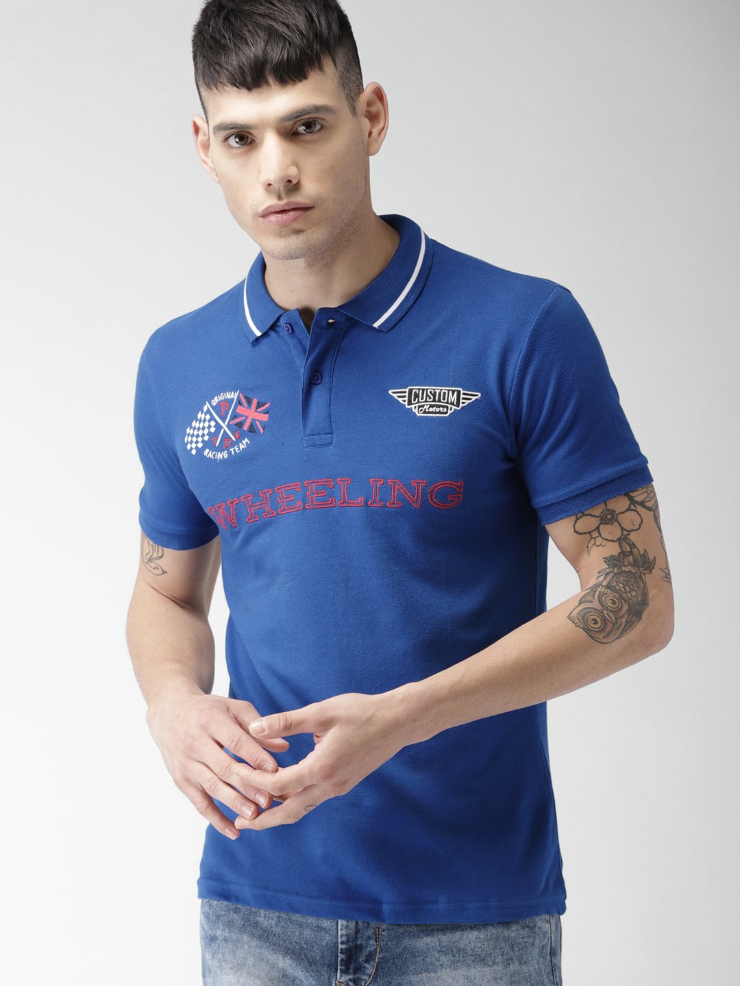 

Celio Men Blue Solid Polo Collar T-shirt
