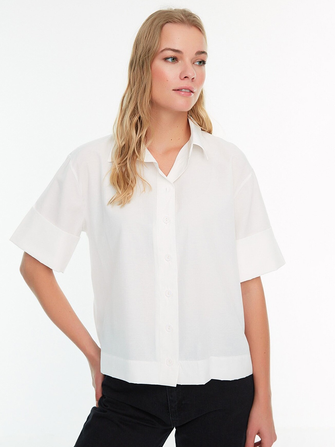 

Trendyol Women Off White Casual Shirt