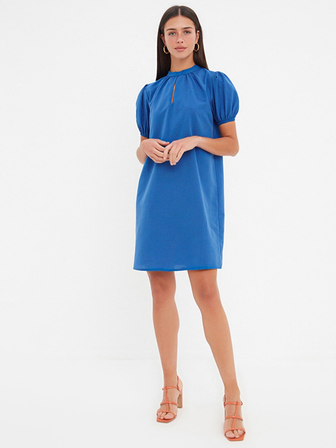 

Trendyol Navy Blue Solid A-Line Dress