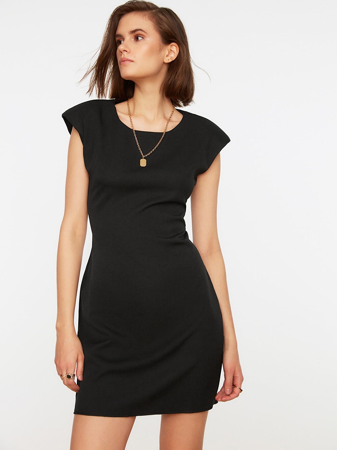

Trendyol Women Black Solid Sheath Dress