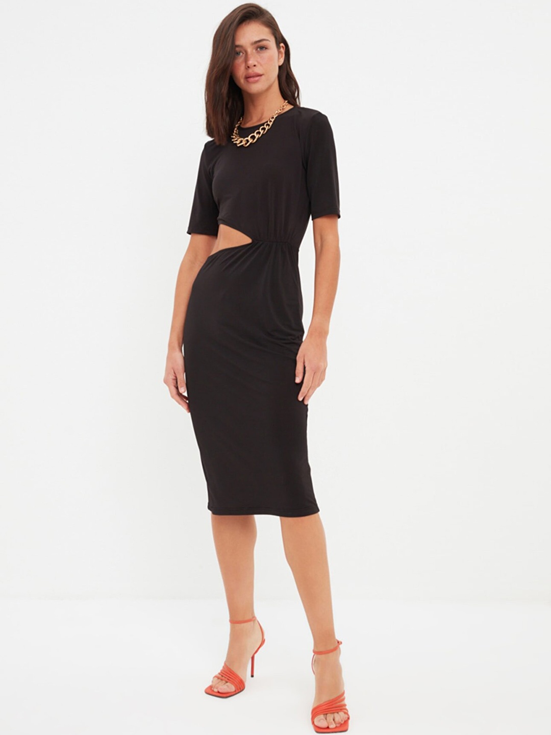 

Trendyol Women Black Solid Bodycon Dress
