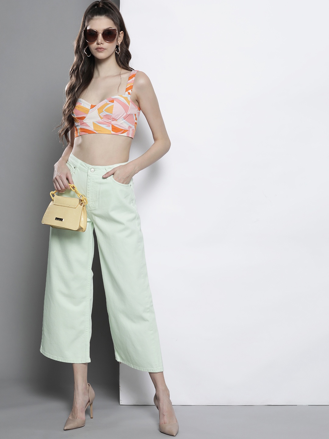 

Trendyol Women Mint Green Pure Cotton Jeans