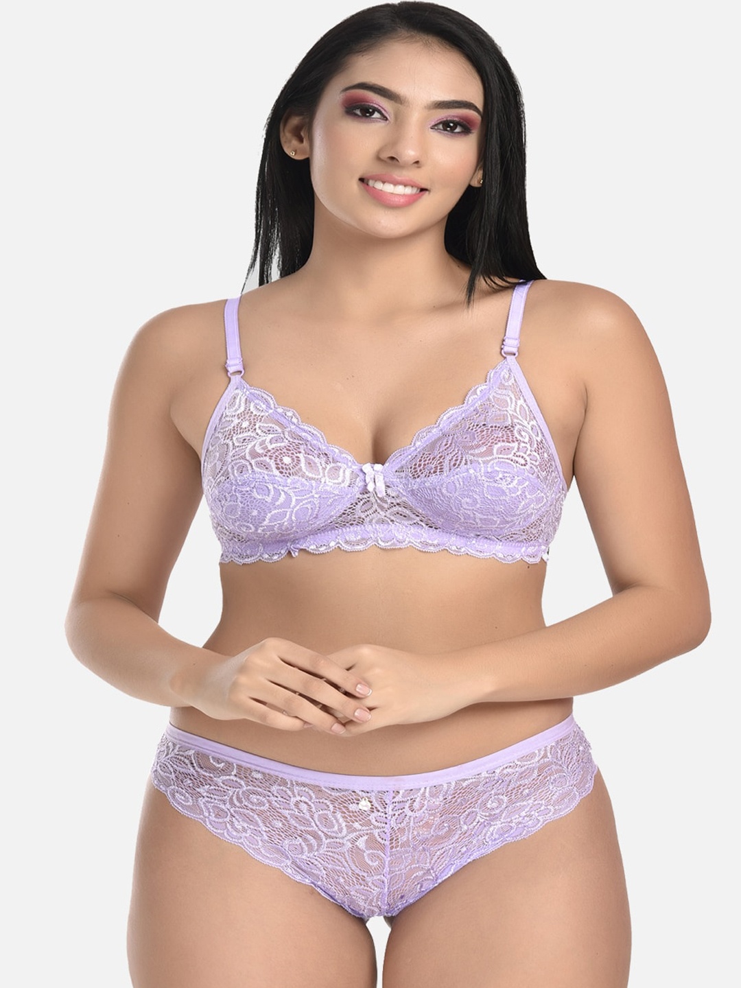 

StyFun Women Purple Solid Net Lingerie Set S_Rimjhim_Set_Packof1_Purple_B