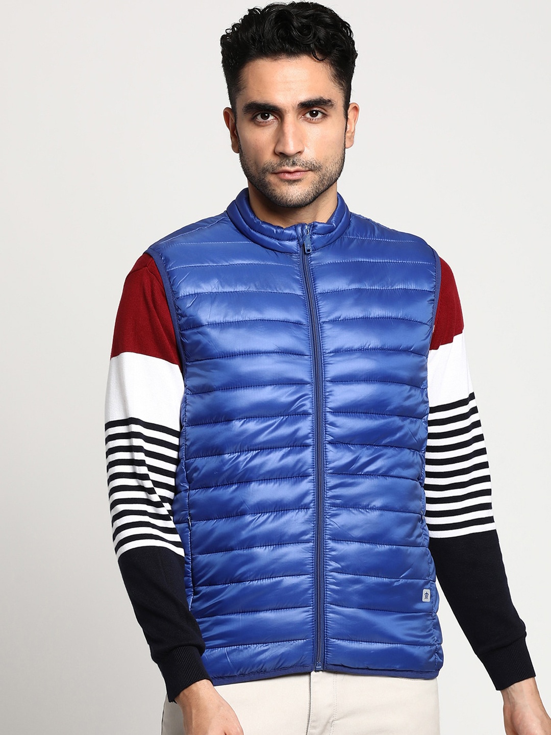 

Turtle Men Blue Colourblocked Windcheater Outdoor Puffer Jacket