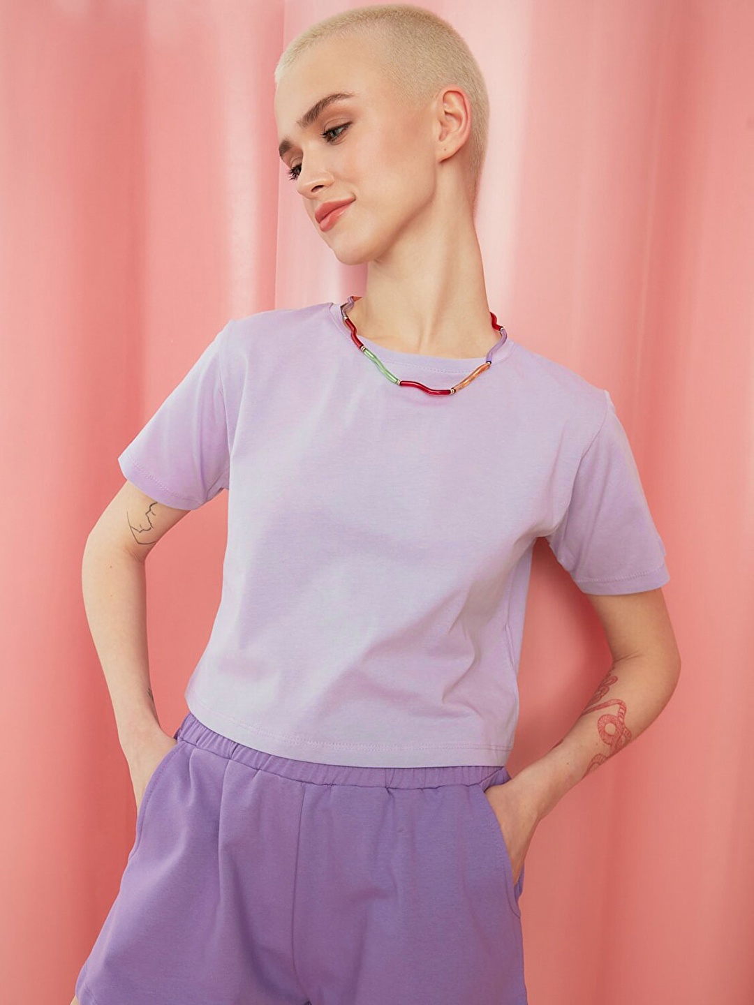 

Trendyol Women Lavender Solid Top