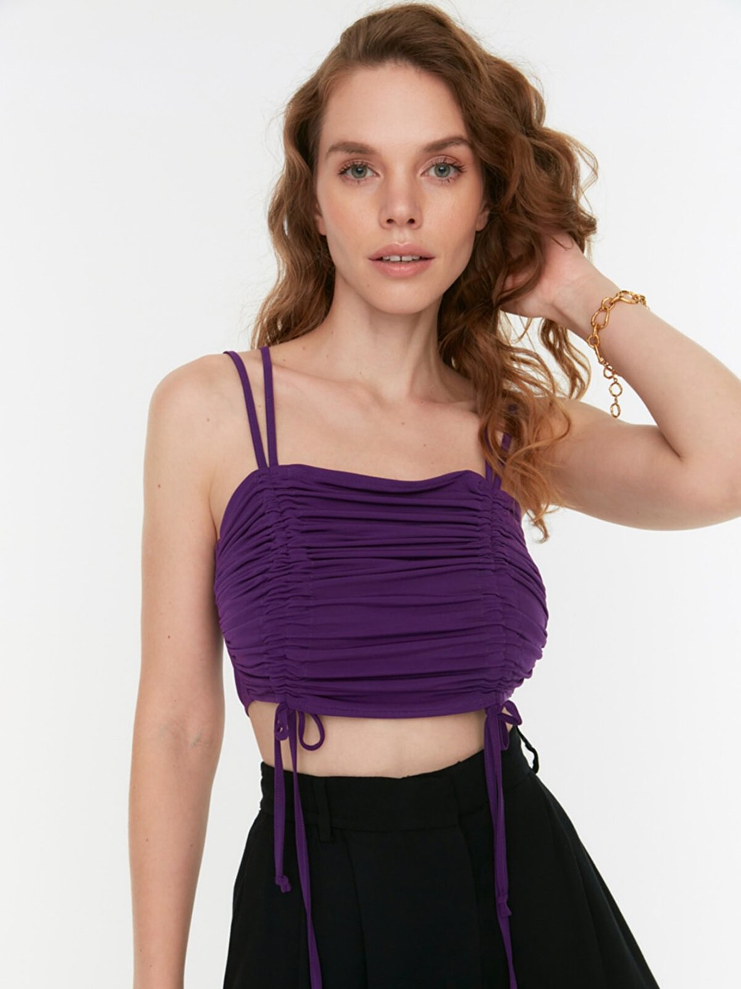 

Trendyol Purple Ruched Crop Top