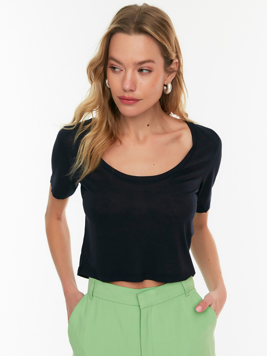 

Trendyol Women Black Solid Top
