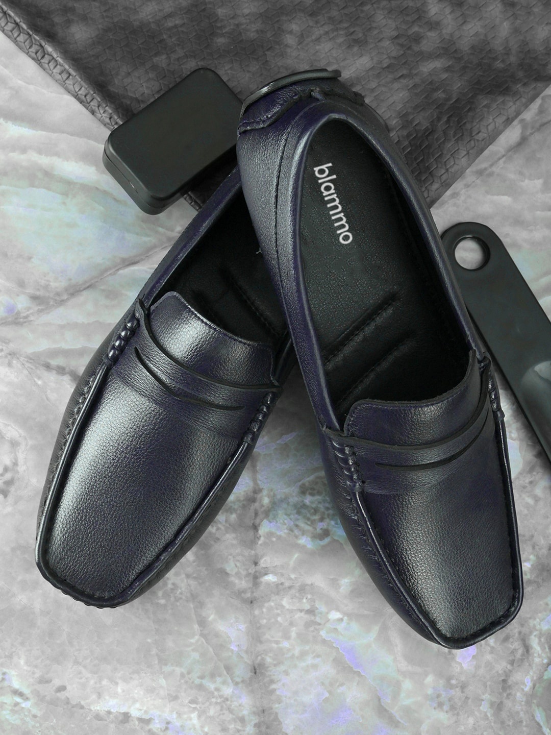 

Blammo Men Navy Blue Textured Espadrilles