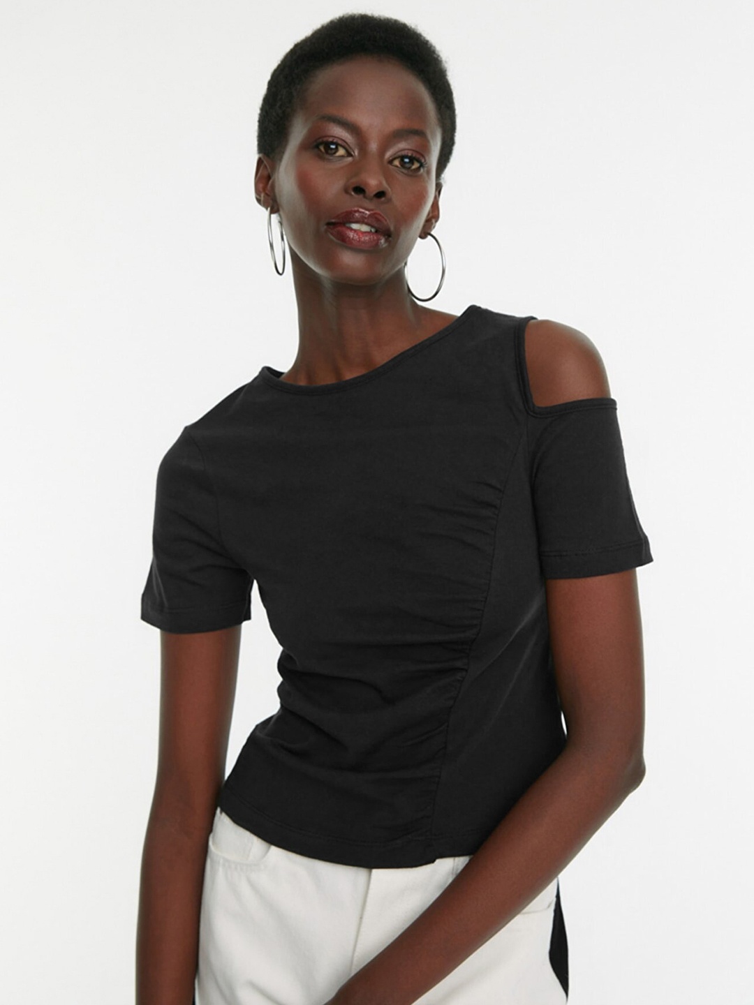 

Trendyol Black Pure Cotton Solid Top