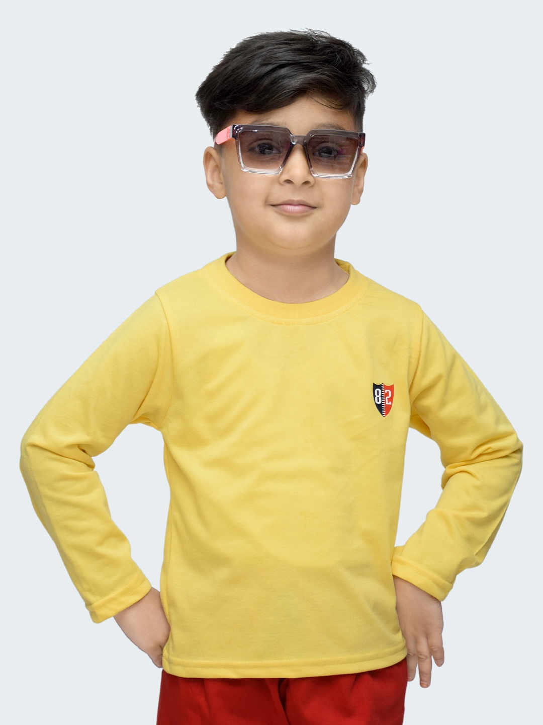 

3BROS Kids Yellow Applique T-shirt