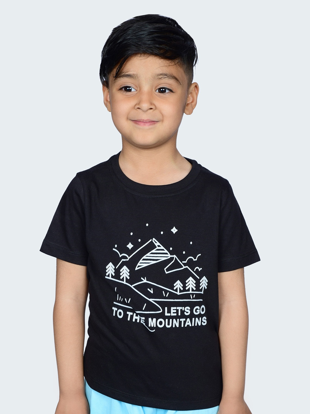 

3BROS Kids Black Typography Printed T-shirt