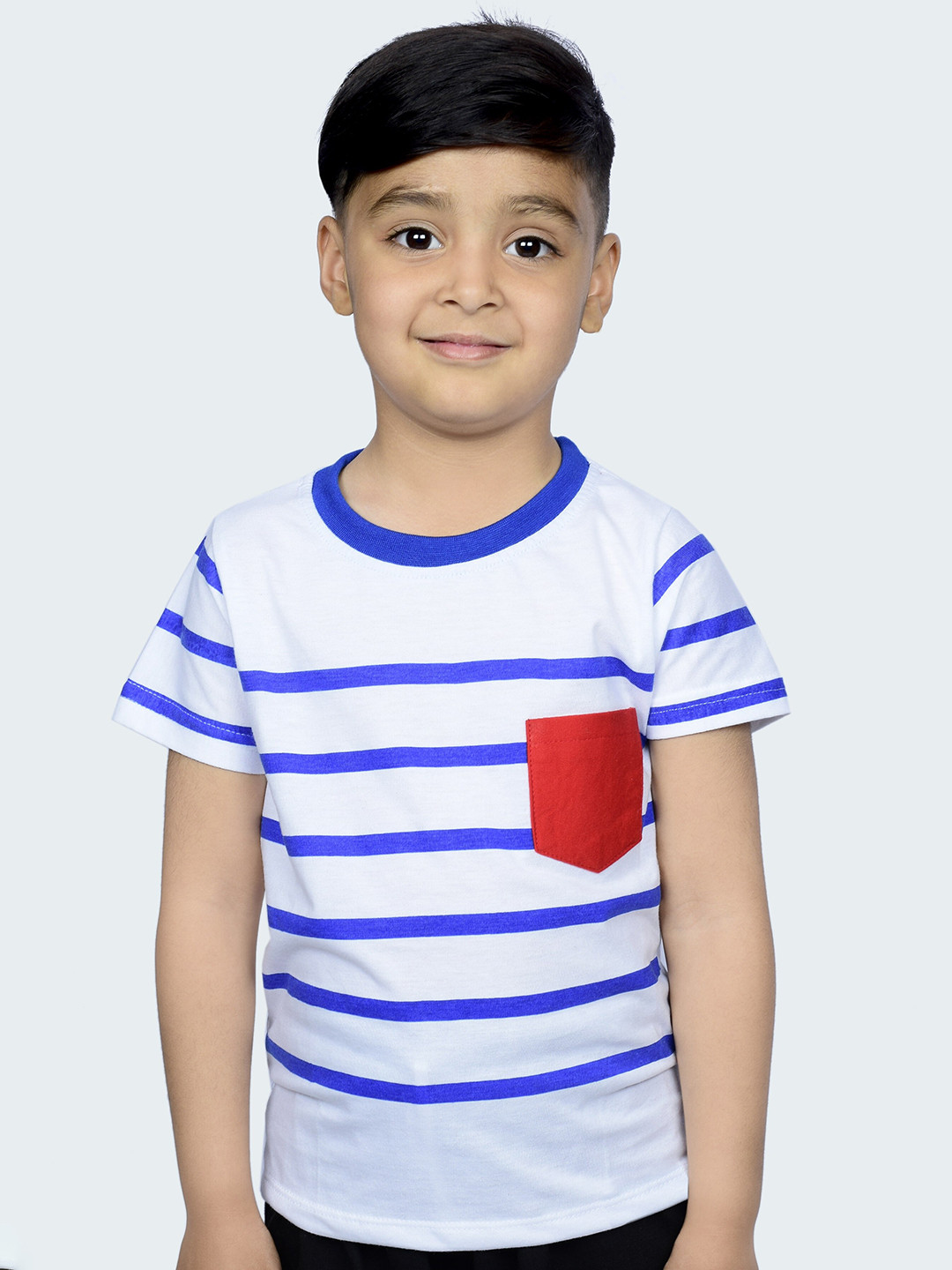 

3BROS Kids White Striped Extended Sleeves T-shirt