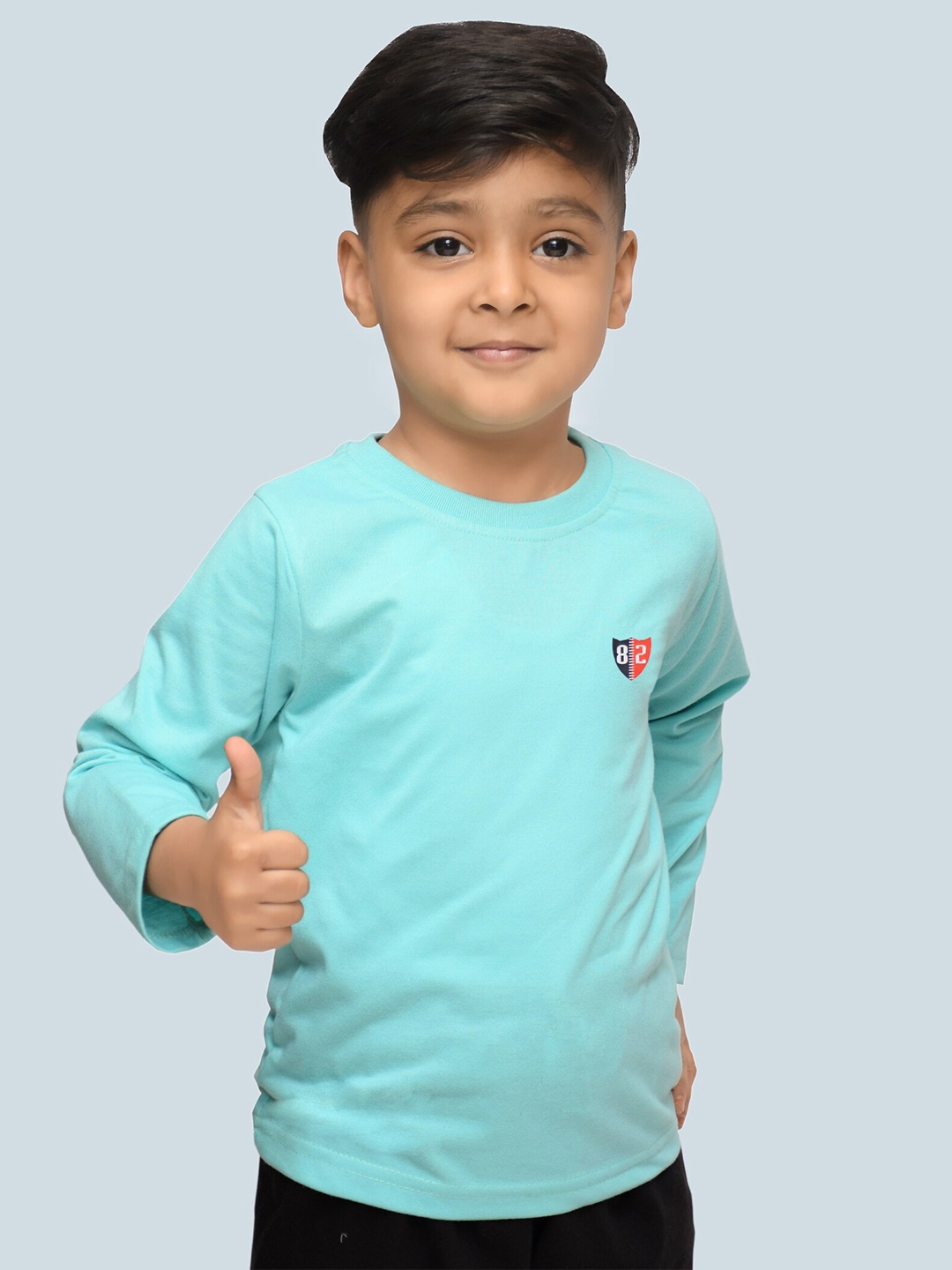 

3BROS Kids Blue Extended Sleeves Applique T-shirt