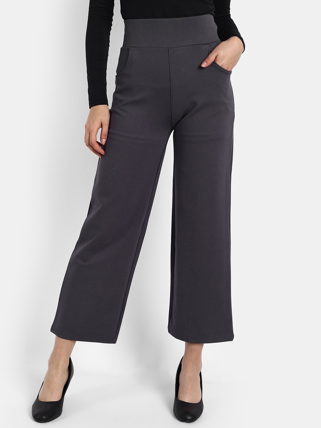

BROADSTAR Women Grey Loose Fit High-Rise Easy Wash Trousers