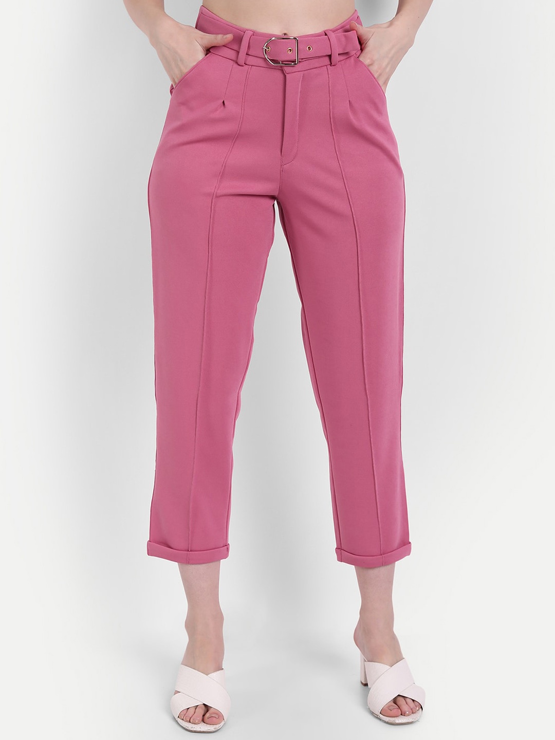 

BROADSTAR Women Rose Loose Fit High-Rise Easy Wash Trousers