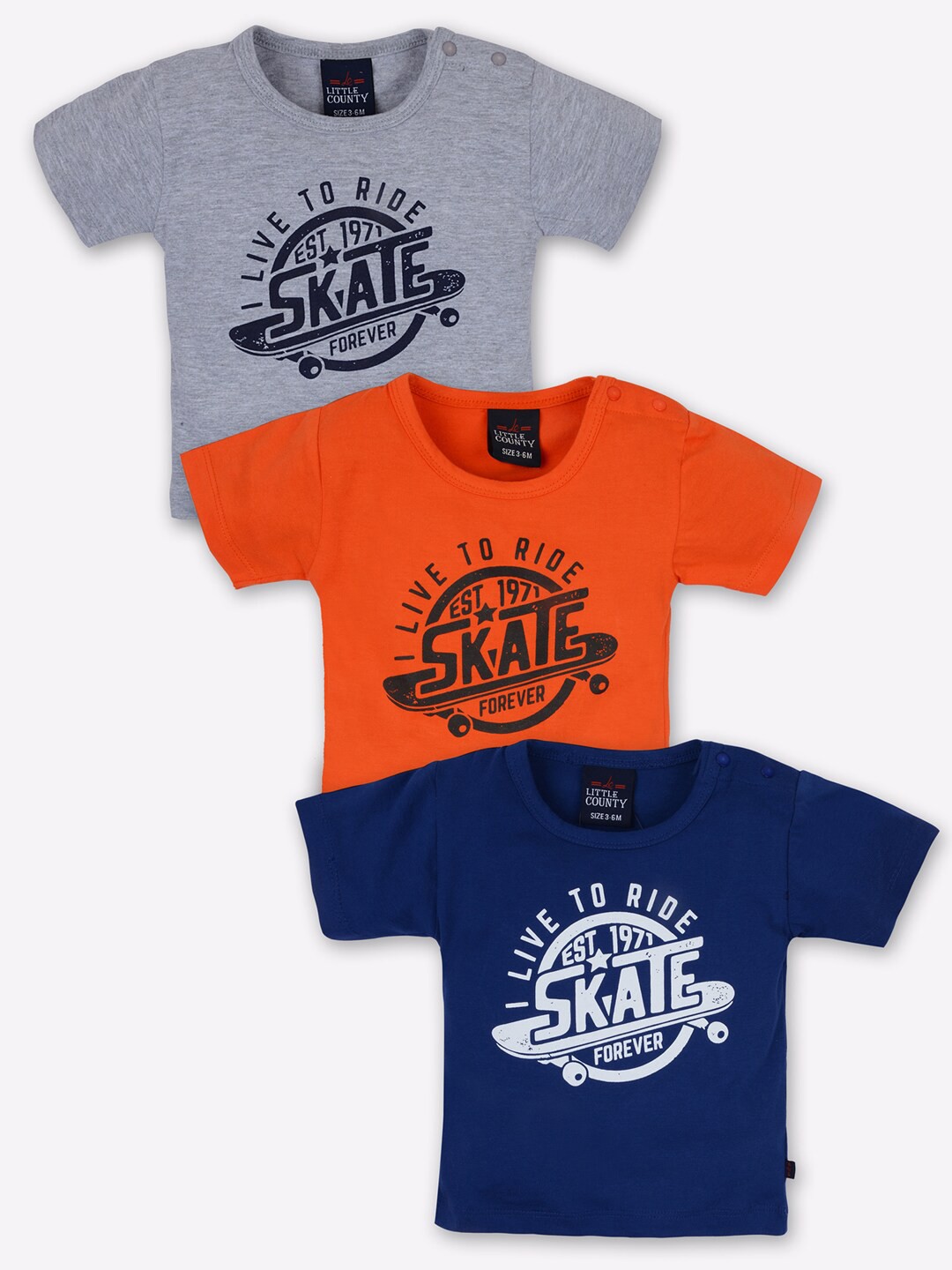 

Little County Boys Navy Blue Typography 3 Printed Applique T-shirt