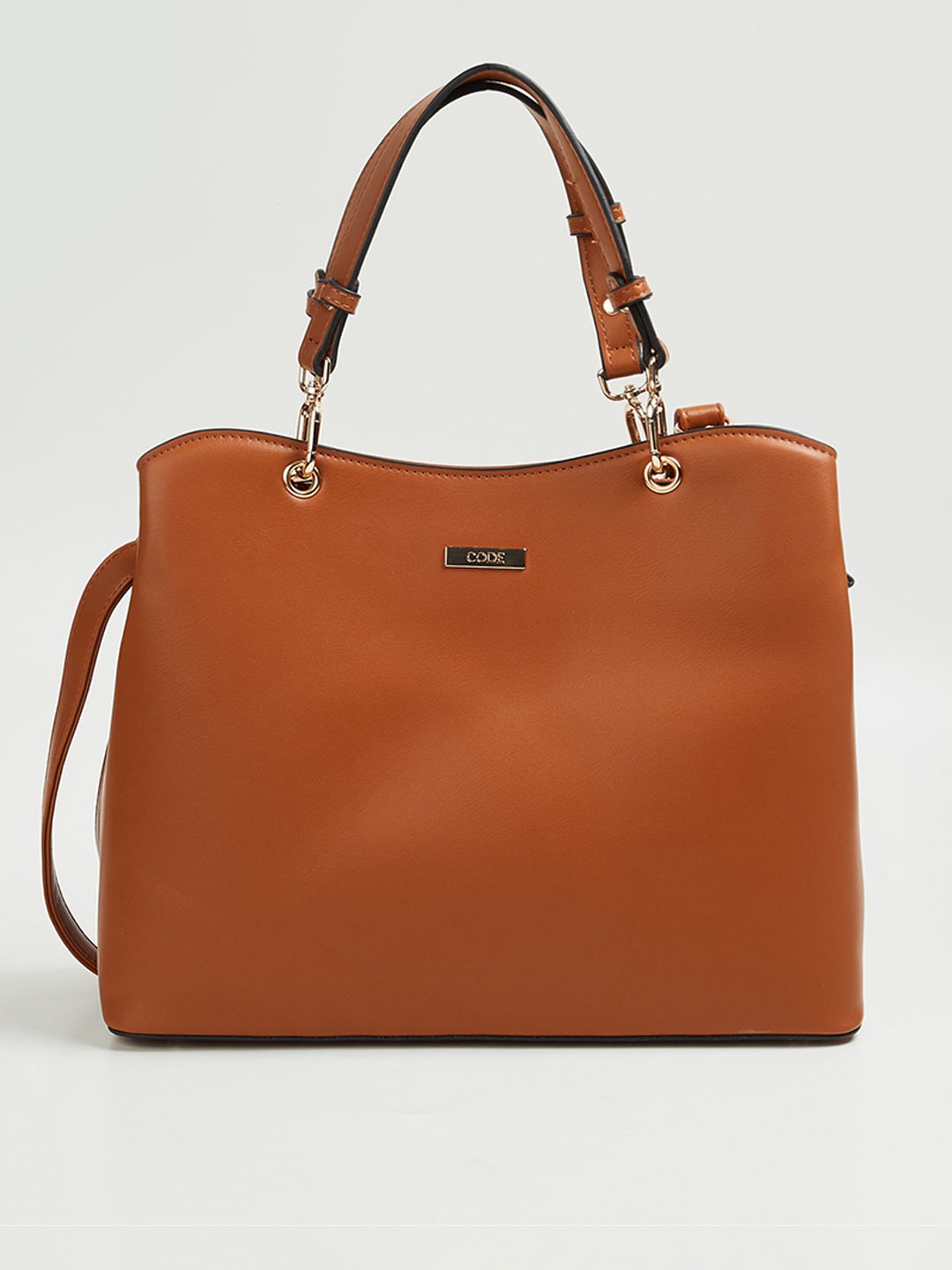 

CODE by Lifestyle Brown Structured Hobo Bag with Applique