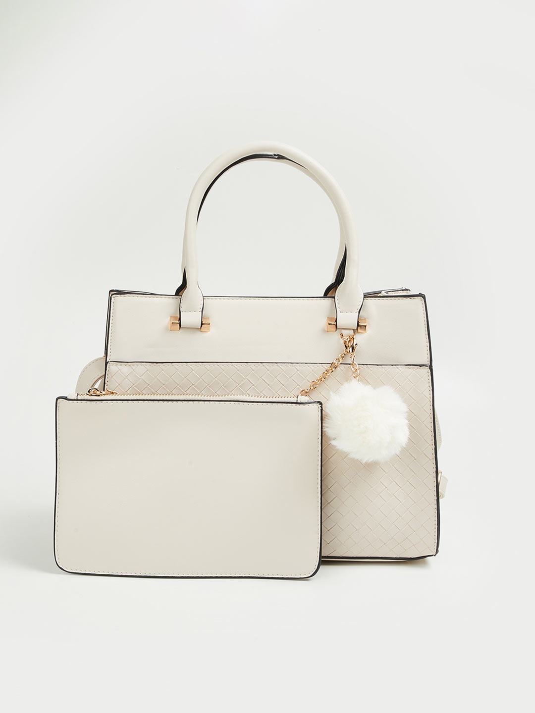 

CODE by Lifestyle Beige Structured Handheld Bag with Tasselled