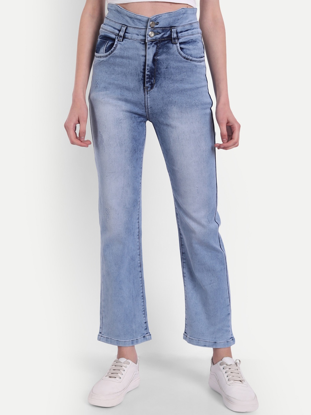 

BROADSTAR Women Blue High-Rise Heavy Fade Stretchable Jeans