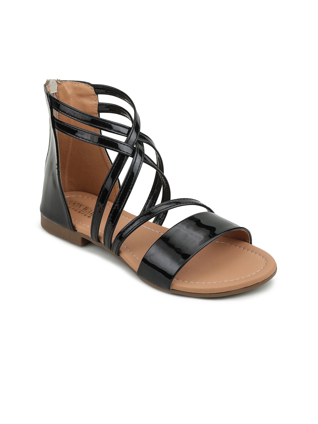 

Moonwalk Women Black Buckles Flats