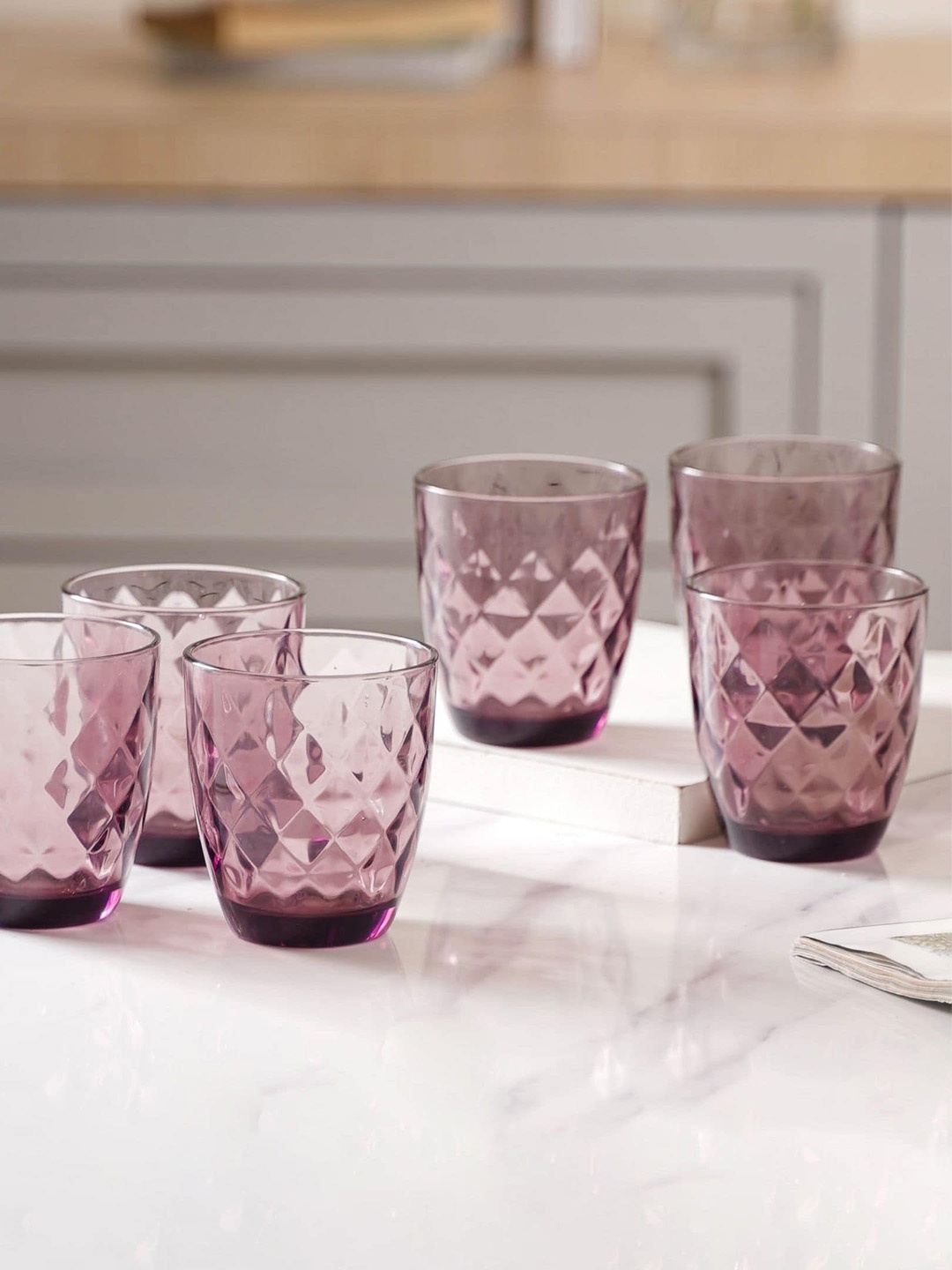 

Nestasia Set Of 6 Mauve Textured Water Glasses