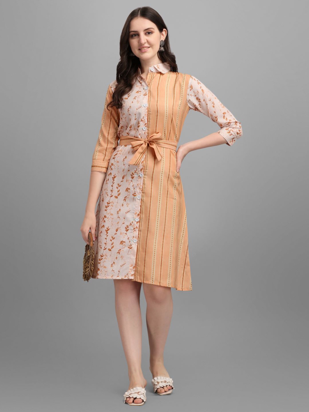 

GUFRINA Orange Floral A-Line Dress