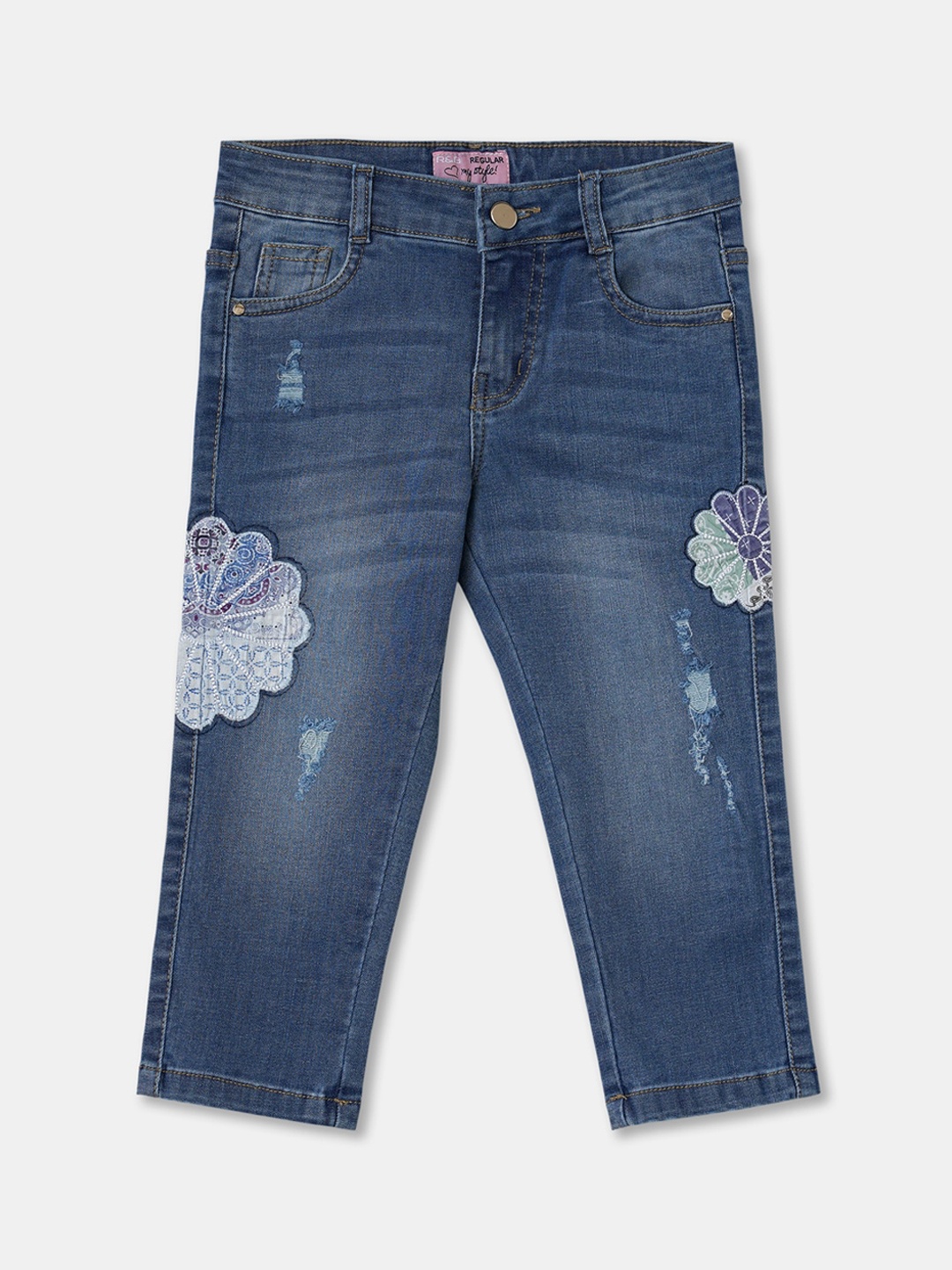 

R&B Girls Blue Mildly Distressed Light Fade Jeans