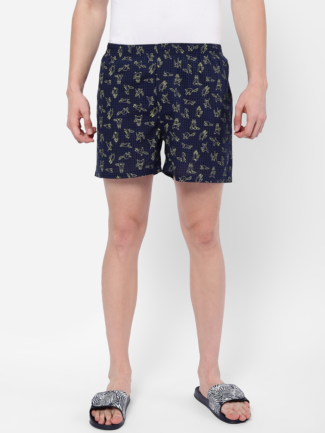 

R&B Men Navy Blue Printed Pure Cotton Boxers