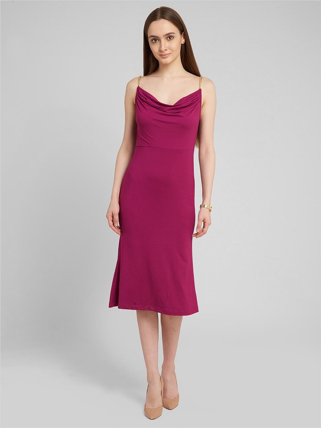 

aturabi Magenta Sheath Midi Dress