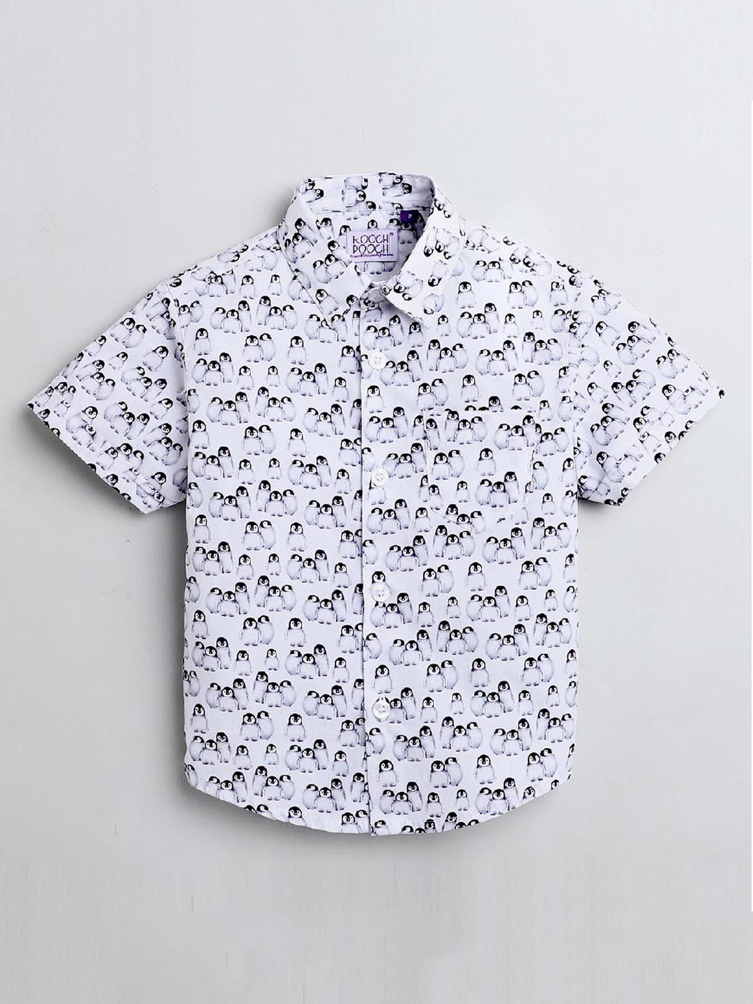 

KOOCHI POOCHI Boys White Standard Printed Casual Shirt