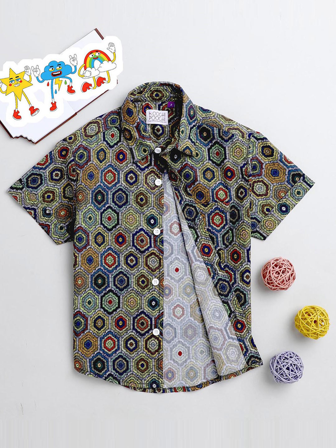 

KOOCHI POOCHI Boys Multicoloured Standard Printed Casual Shirt, Multi