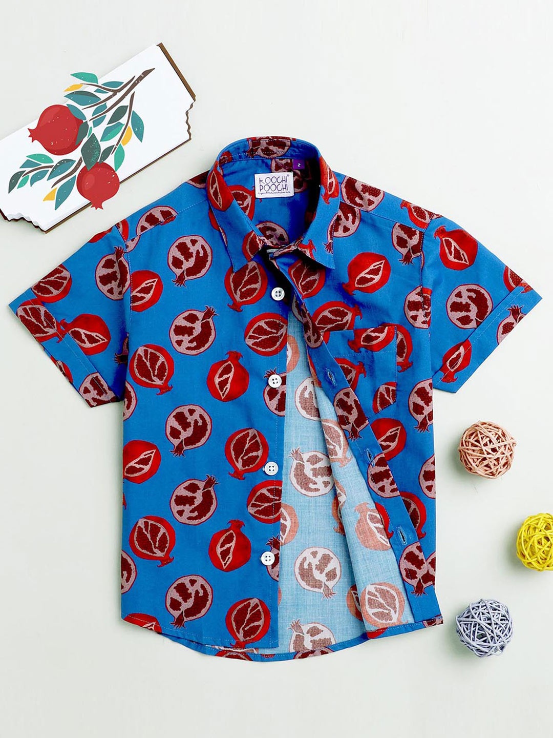 

KOOCHI POOCHI Boys Blue Standard Floral Printed Casual Shirt
