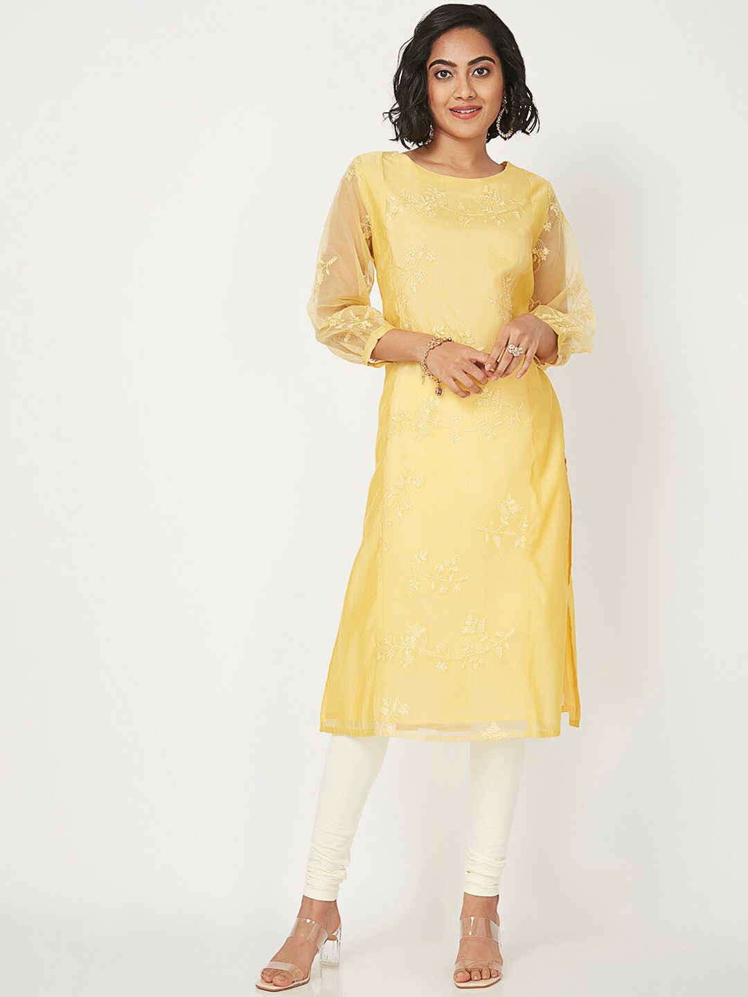 

Ethnicity Women Yellow Ethnic Motifs Gotta Patti Kurta