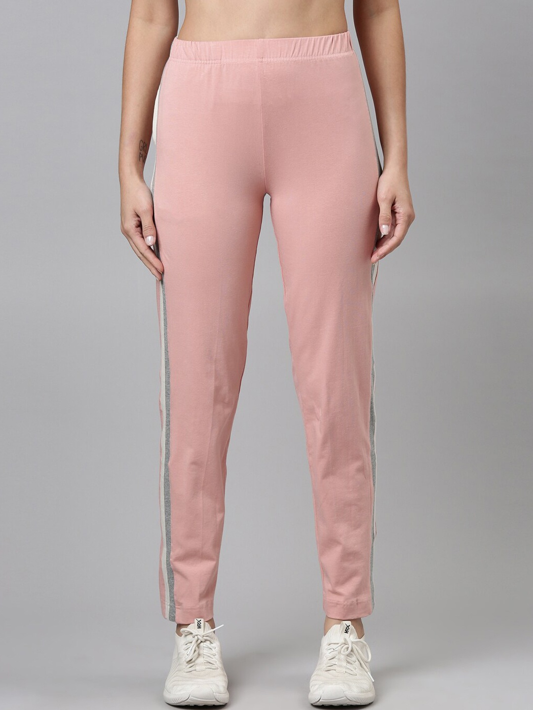 

Go Colors Women Pink Solid Side Striped Track Pants