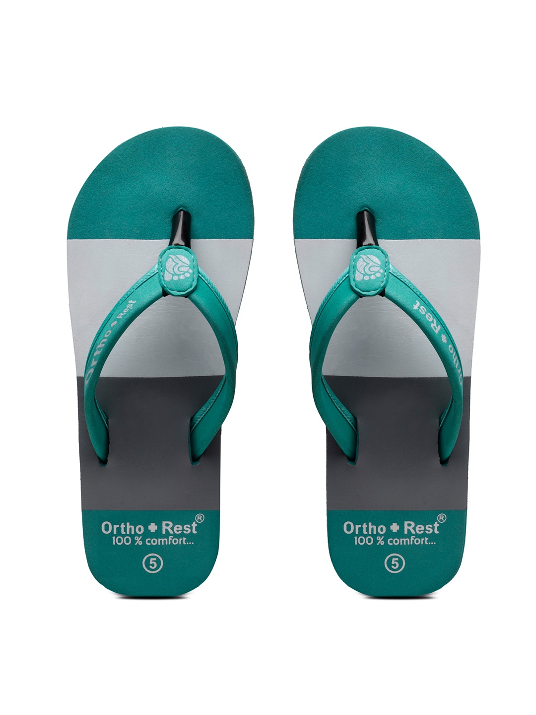 

Ortho Rest Women Teal Colourblocked Rubber Thong Flip-Flops