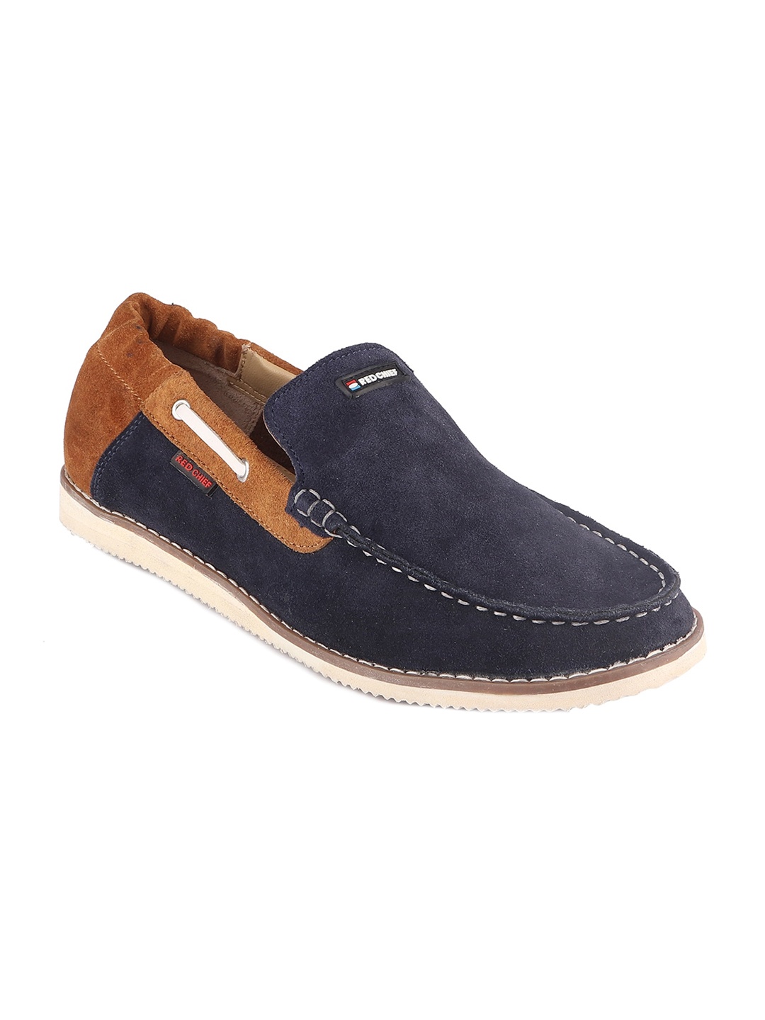 

Red Chief Men Blue Colourblocked Leather Loafers