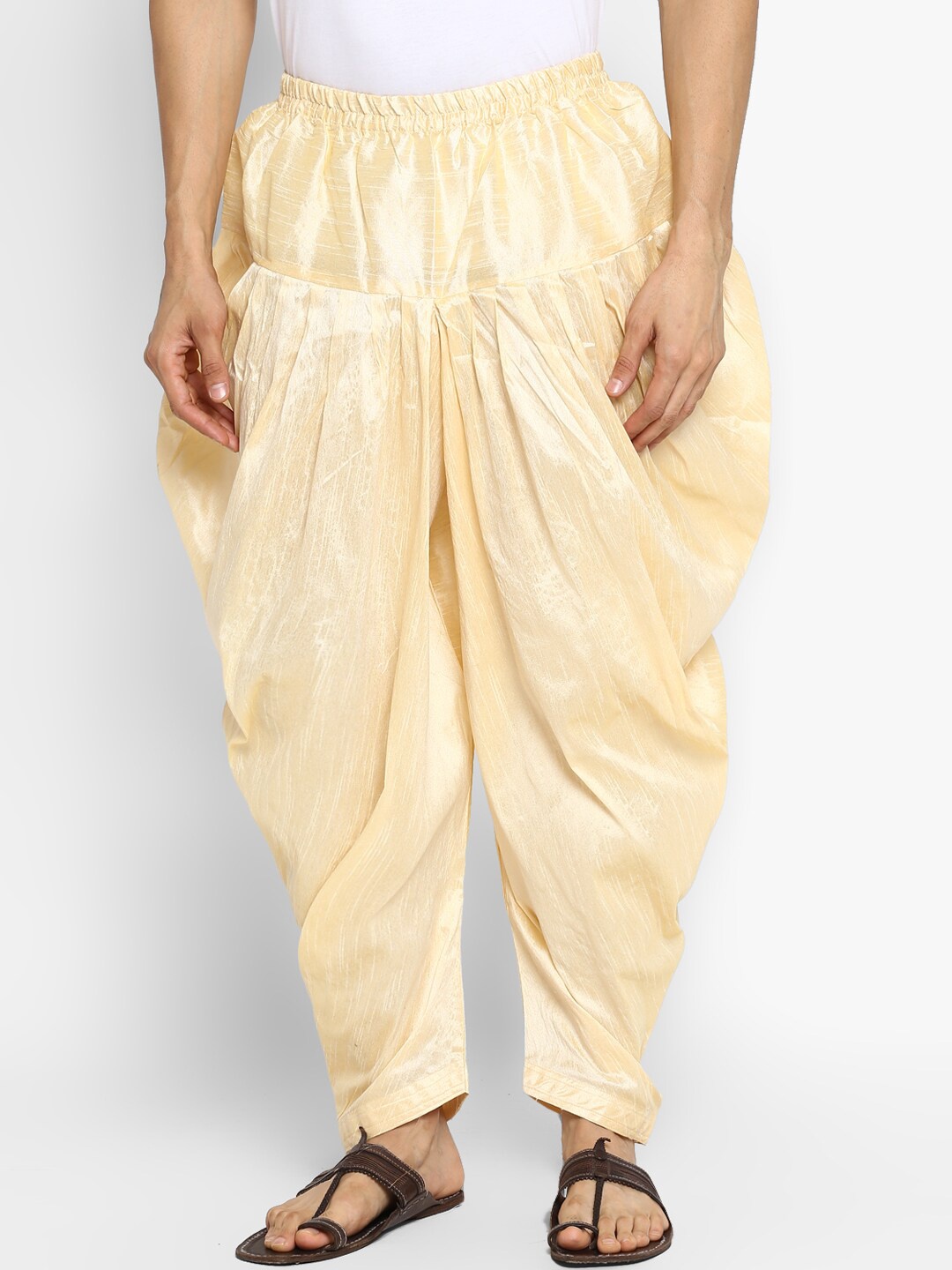 

ROYAL KURTA Men Gold Coloured Solid Loose-Fit Salwar