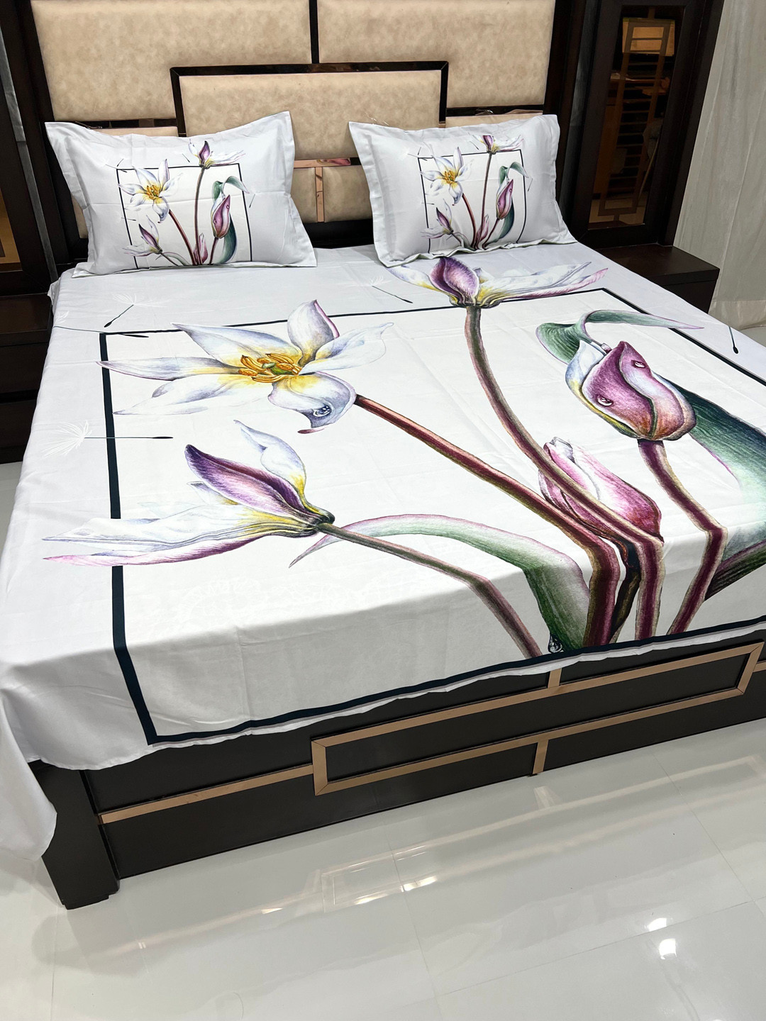 

Pure Decor Unisex Multi King Size350 TC Poly Cotton Bedsheet with 2 Pillow Covers, Grey