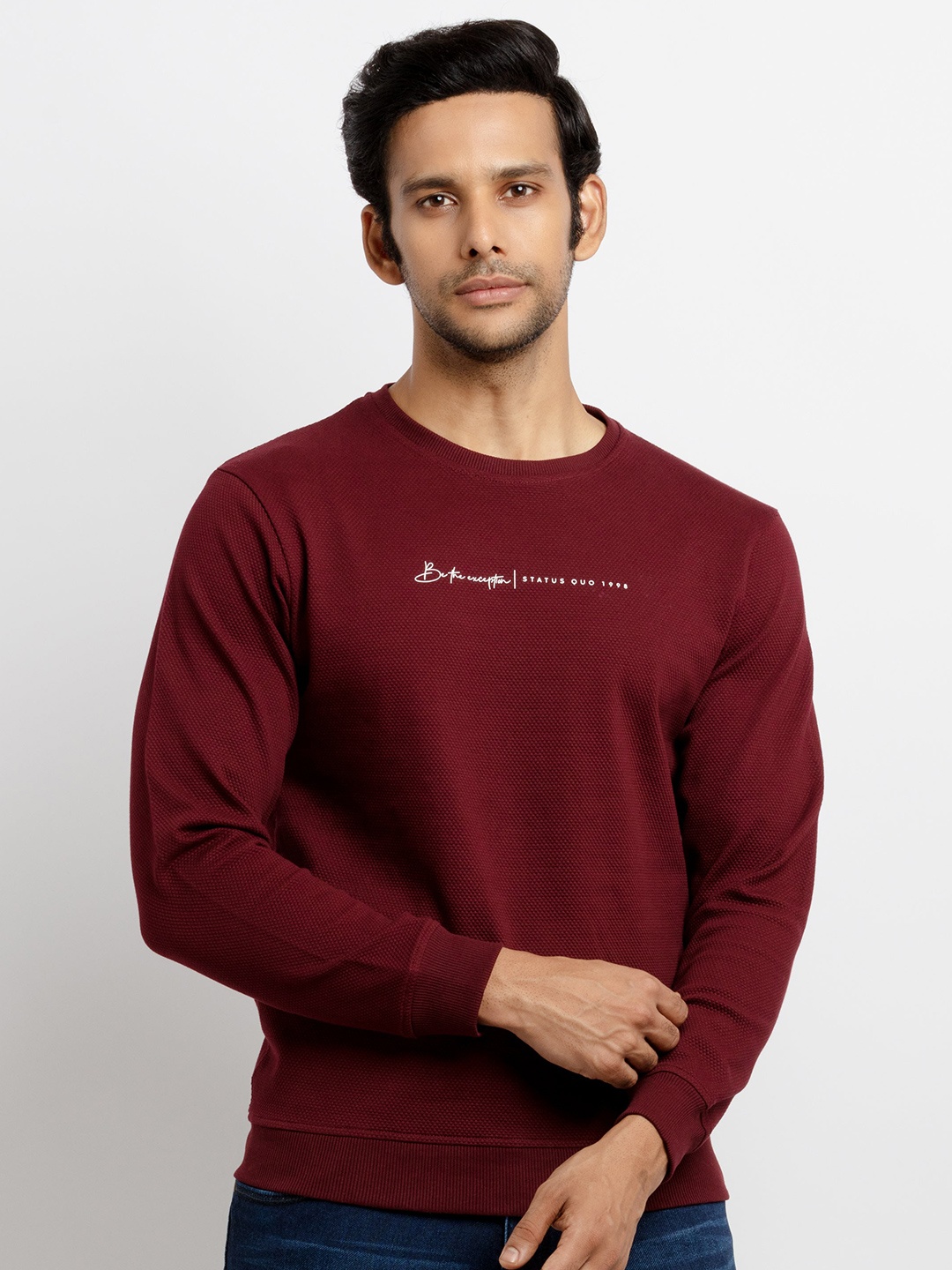 

Status Quo Men Maroon Typography T-shirt