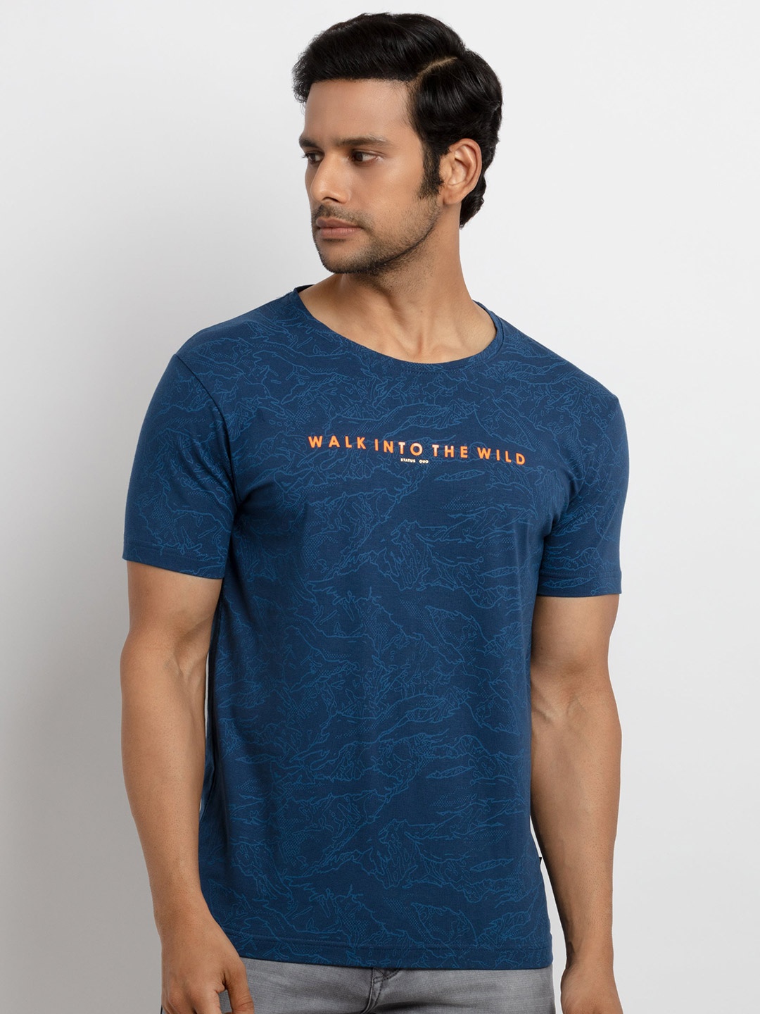 

Status Quo Men Blue Raw Edge T-shirt