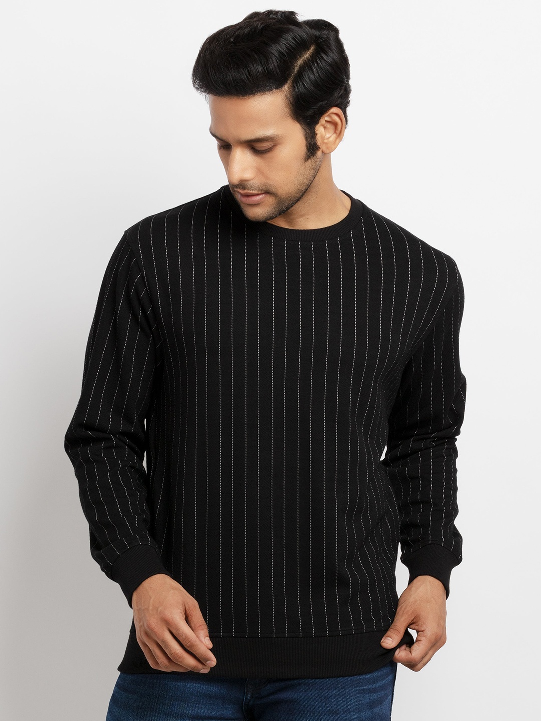 

Status Quo Men Black Striped T-shirt