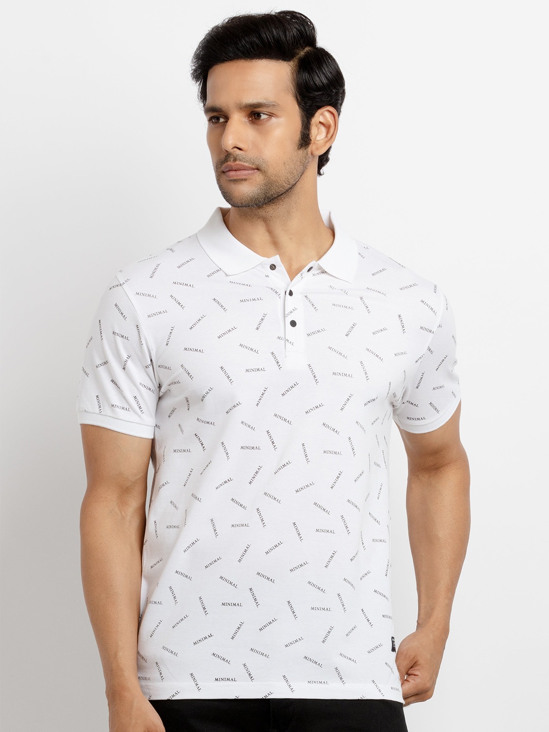 

Status Quo Men White Printed Henley Neck T-shirt