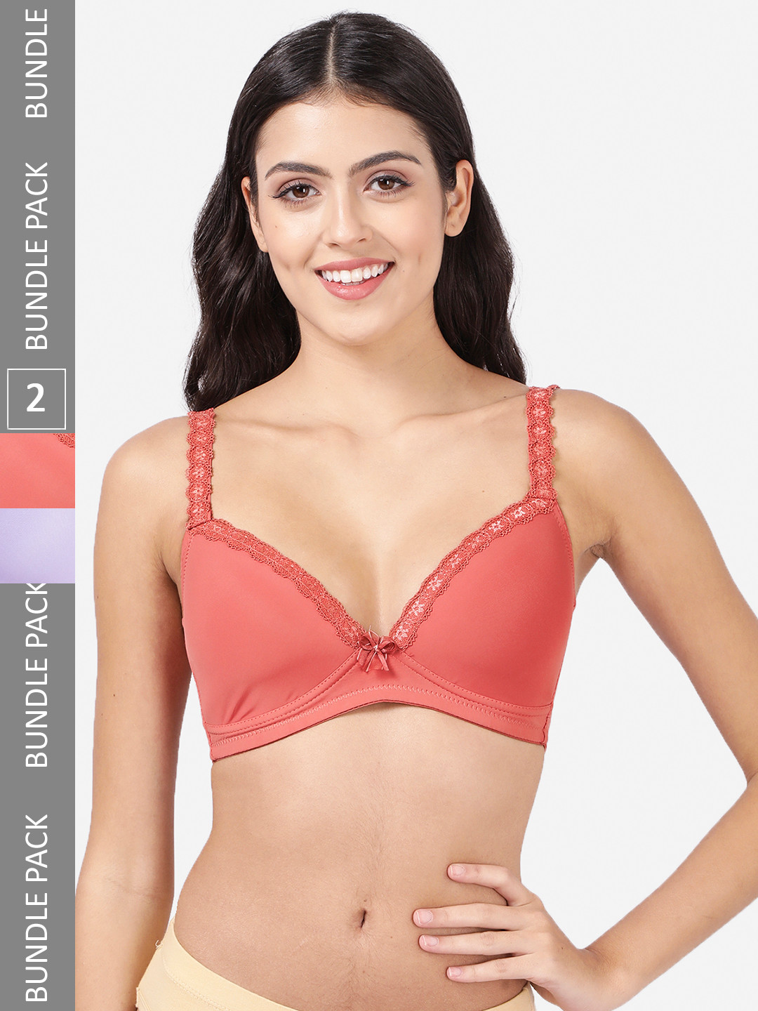 

shyaway Pack Of 2 Lightly Padded All Day Comfort Seamless Everyday Bra, Purple