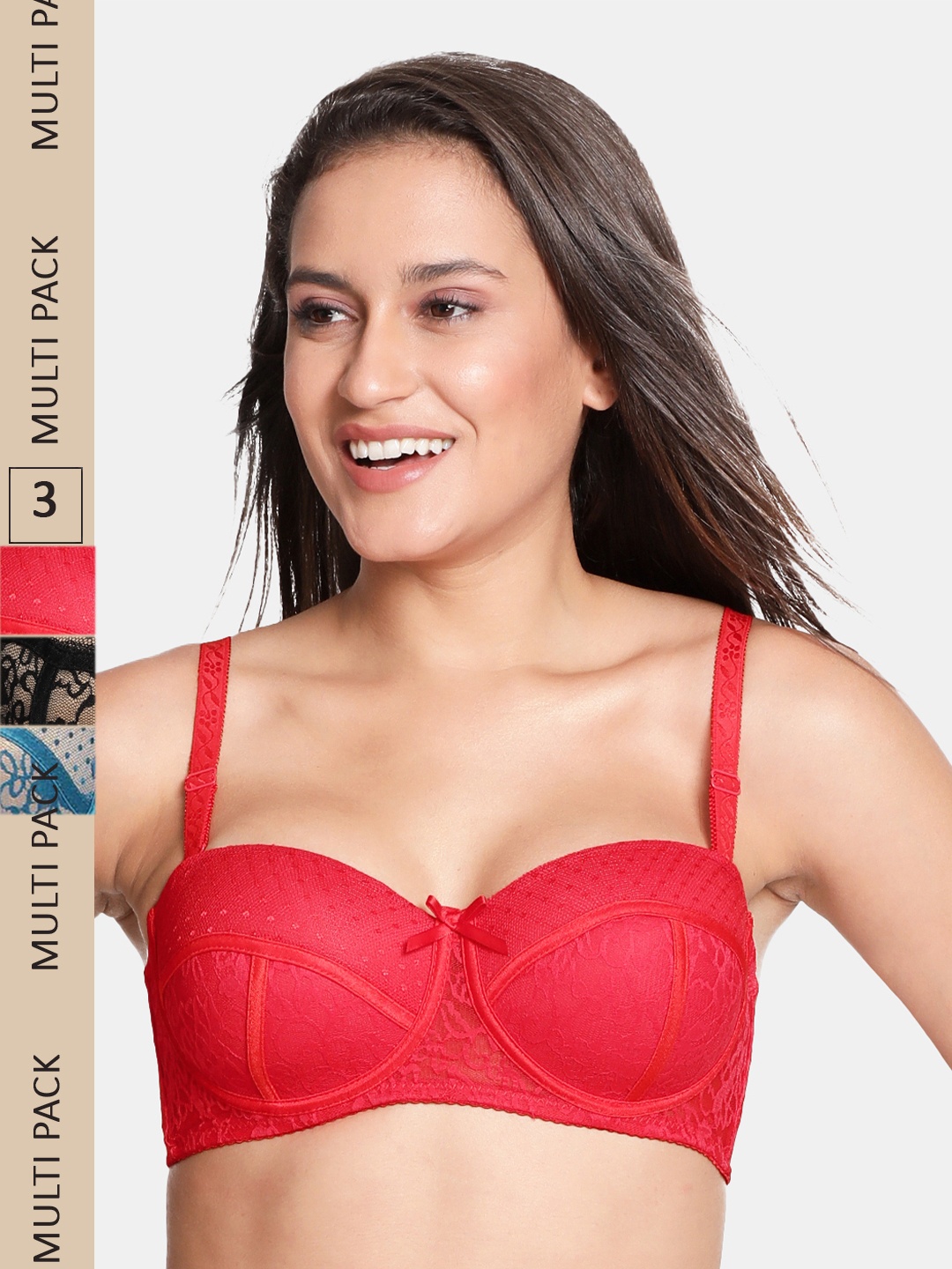 

Susie Women Multicolor Underwired Lightly Padded Bra, Red