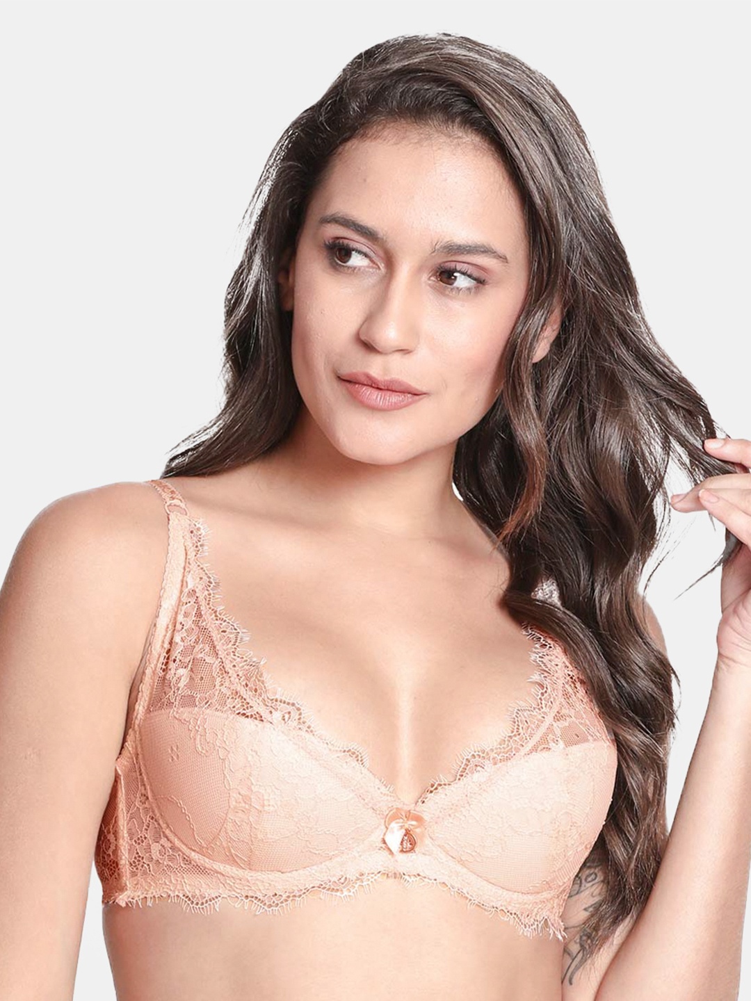 

Susie Peach-Coloured Underwired Balconette Lightly Padded Bra